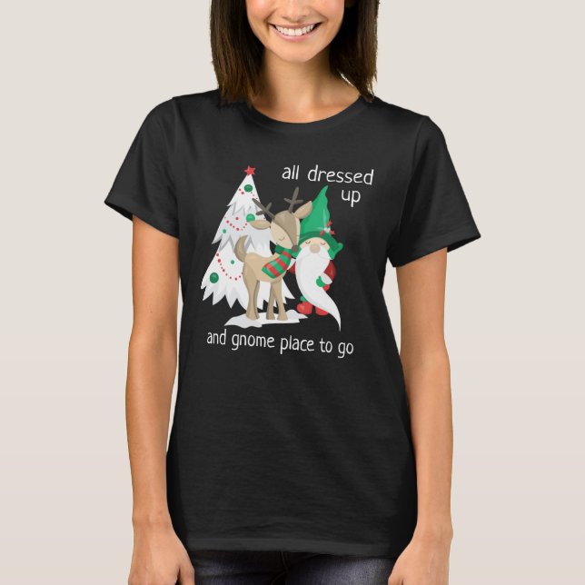 Funny Christmas Gnome und Reindeer T-Shirt (Vorderseite)