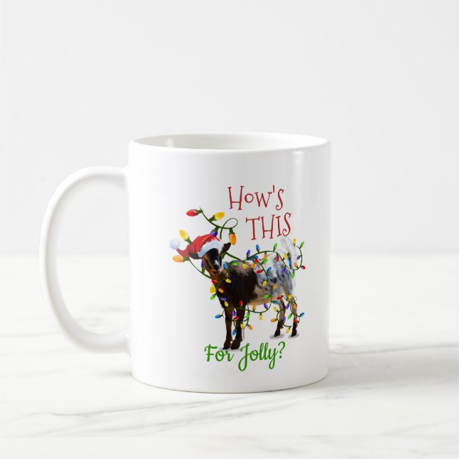 Funny Christmas Goat Wie ist das für Jolly? Kaffeetasse (Links)