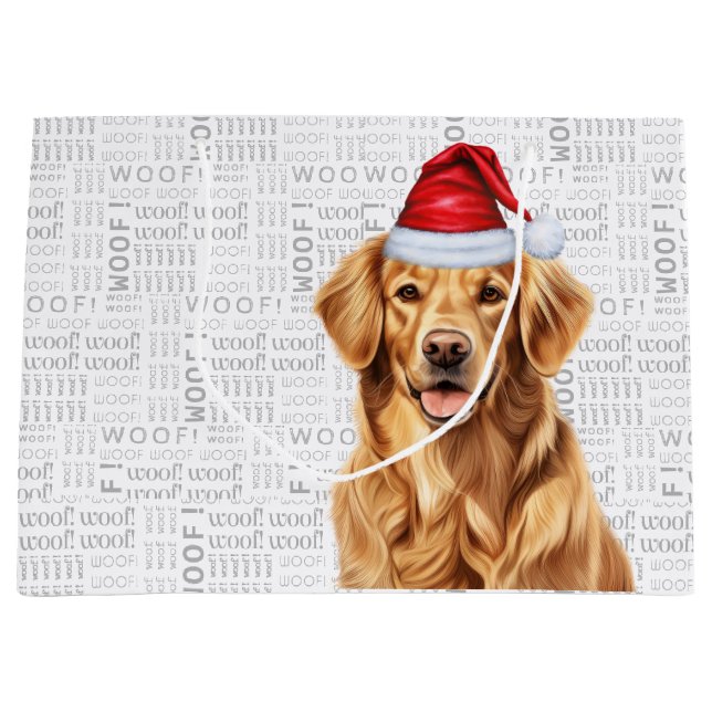 Funny Christmas Golden Retriever Doliday Große Geschenktüte (Vorderseite)