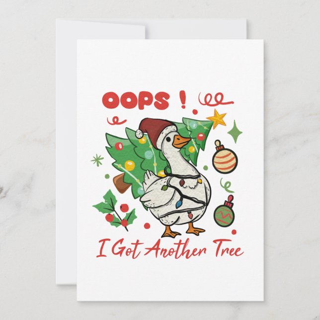 Funny Christmas Goose Card – Oops Einladung (Vorderseite)