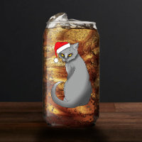 Funny Christmas Gray Cat