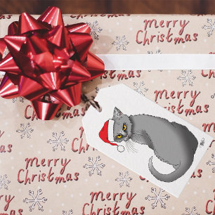 Funny Christmas Gray Cat Geschenkanhänger