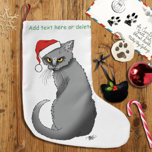 Funny Christmas Gray Cat Kleiner Weihnachtsstrumpf