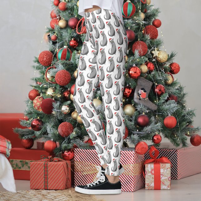 Funny Christmas Gray Cat Leggings (Von Creator hochgeladen)