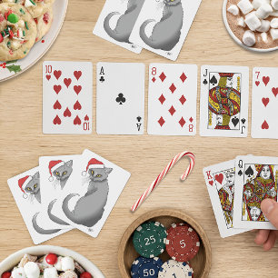 Funny Christmas Gray Cat Spielkarten