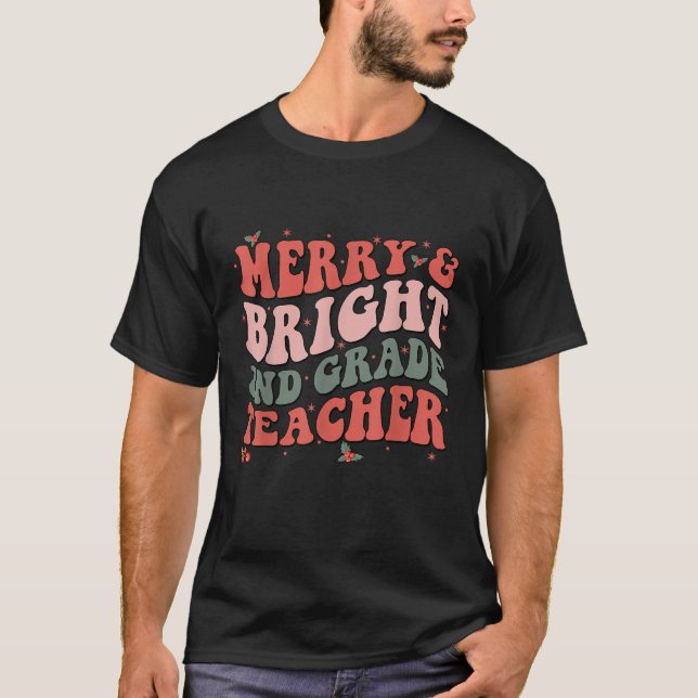 Funny Christmas Groovy fröhlich und hell Second Gr T-Shirt (Vorderseite)