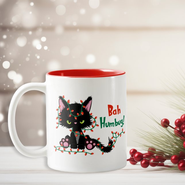 Funny Christmas Grumpy Cat Bah Humbug Zweifarbige Tasse (Funny Christmas Grumpy Cat Bah Humbug Two-Tone Coffee Mug)