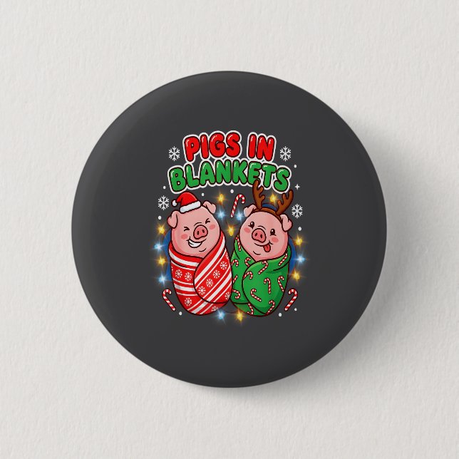 Funny Christmas Gs In Blankets Festive Food Pun  Button (Vorderseite)