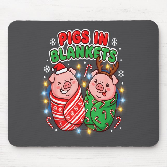 Funny Christmas Gs In Blankets Festive Food Pun  Mousepad (Vorne)