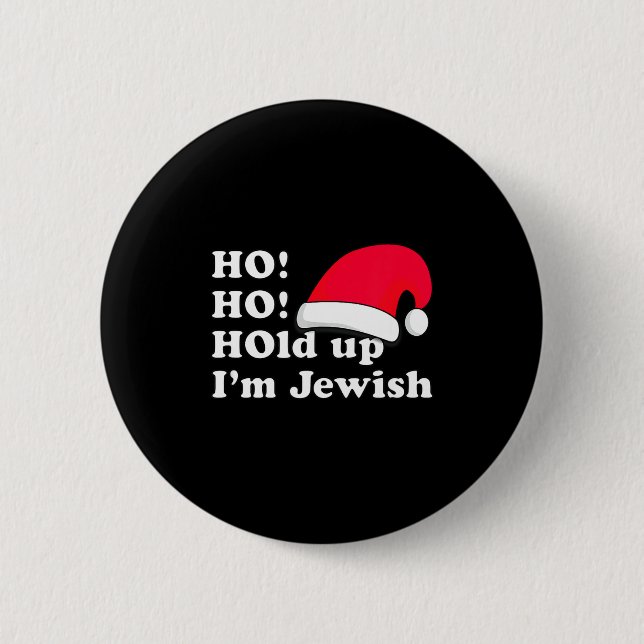 Funny Christmas Hat Design For Irreverent Jewish P Button (Vorderseite)