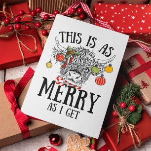 Funny Christmas Highland Cow Feiertagskarte