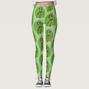 FUNNY CHRISTMAS HOLIDAY CANDY CANE FRAU LEGGINGS