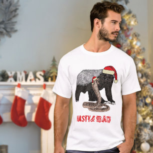 Funny Christmas Honey Badger und Snake Slogan T-Shirt