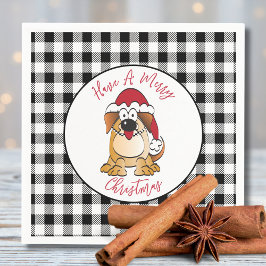 Funny Christmas Hund Cartoon Weihnachtsmannmütze U Serviette