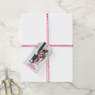 Funny Christmas Hund Licks Pole Geschenkanhänger