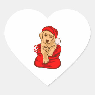 Funny Christmas Hund Vintagen Weihnachten Weihnach Herz-Aufkleber