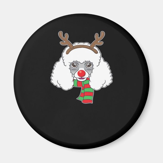 Funny Christmas Hund Xmas Reindeer Poodle Holiday  Magnet (Vorne)