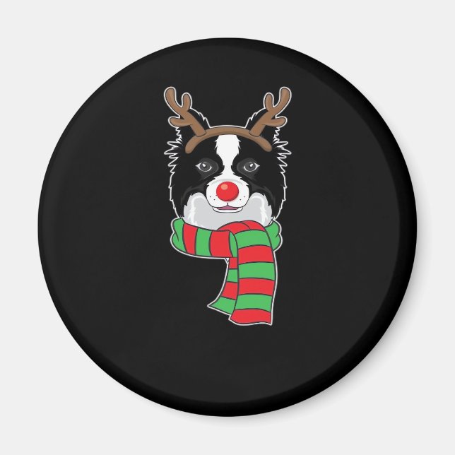 Funny Christmas Hund Xmas Rentier Border Collie Ho Magnet (Vorne)