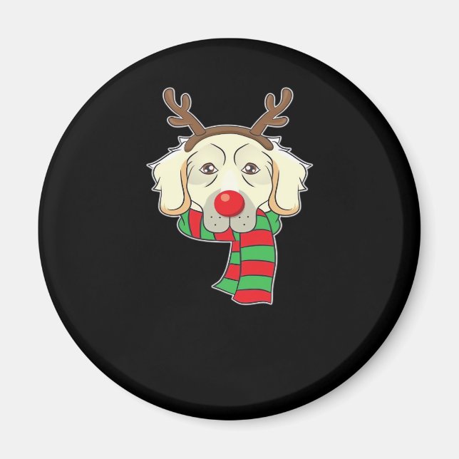 Funny Christmas Hund Xmas Rentier Golden Retriever Magnet (Vorne)