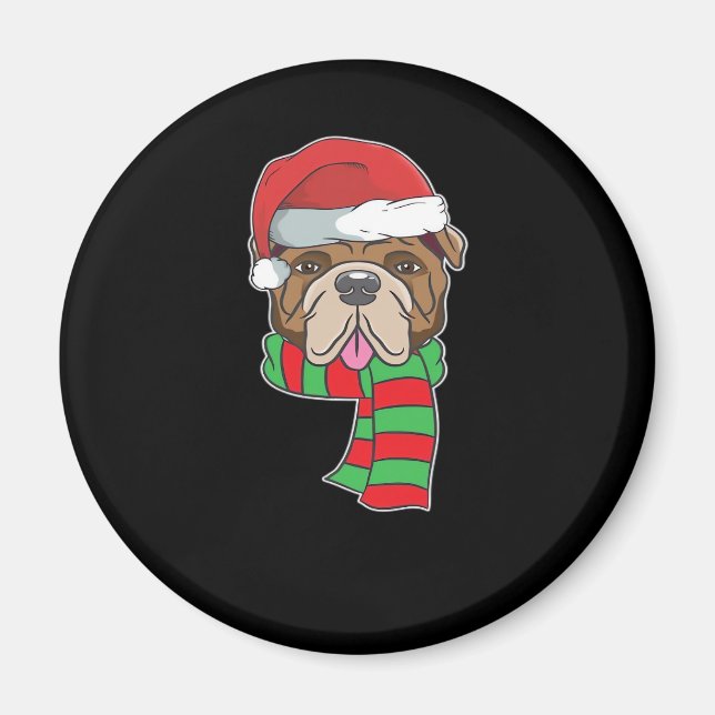 Funny Christmas Hund Xmas Weihnachtsmann Holiday G Magnet (Vorne)