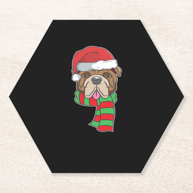 Funny Christmas Hund Xmas Weihnachtsmann Holiday G Untersetzer (Vorderseite)