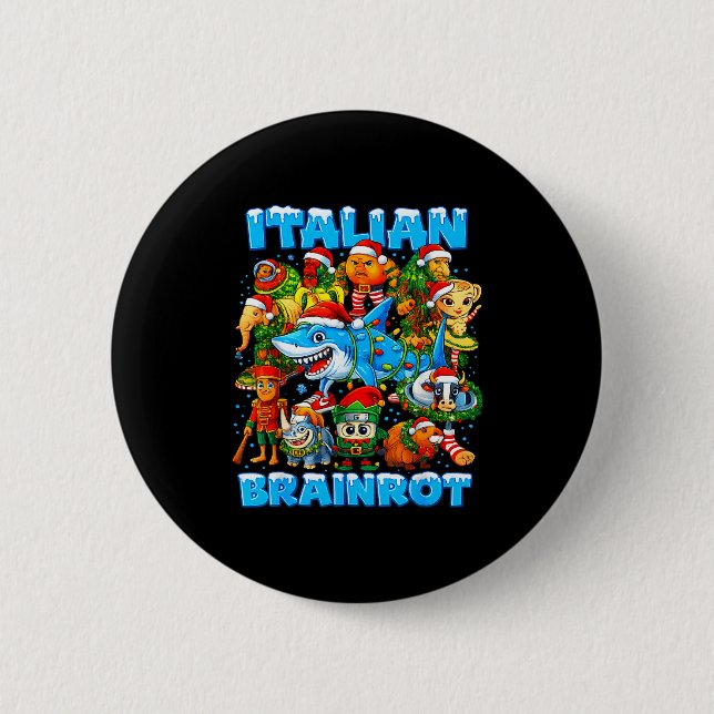Funny Christmas Italian Brain Rot Italian Brainrot Button (Vorderseite)