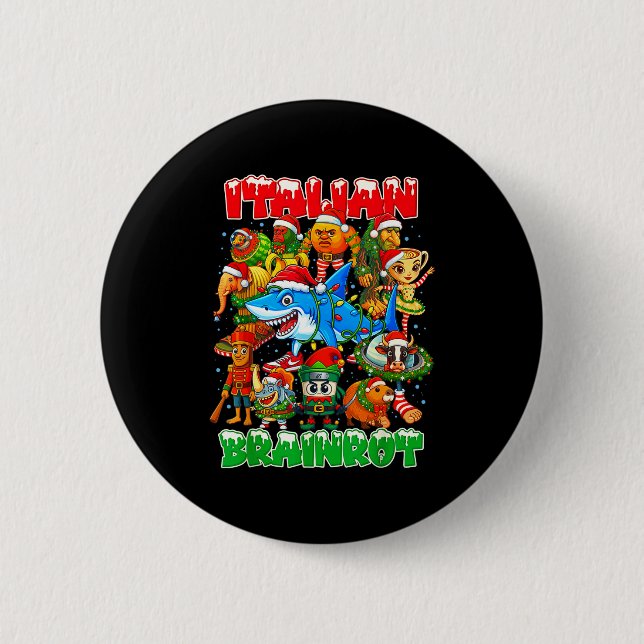 Funny Christmas Italian Brain Rot Italian Brainrot Button (Vorderseite)