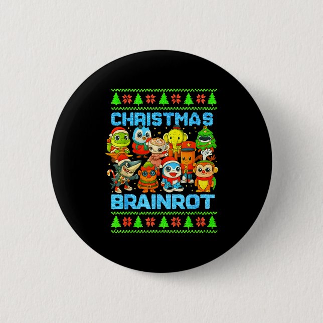Funny Christmas Italian Brain Rot Italian Brainrot Button (Vorderseite)