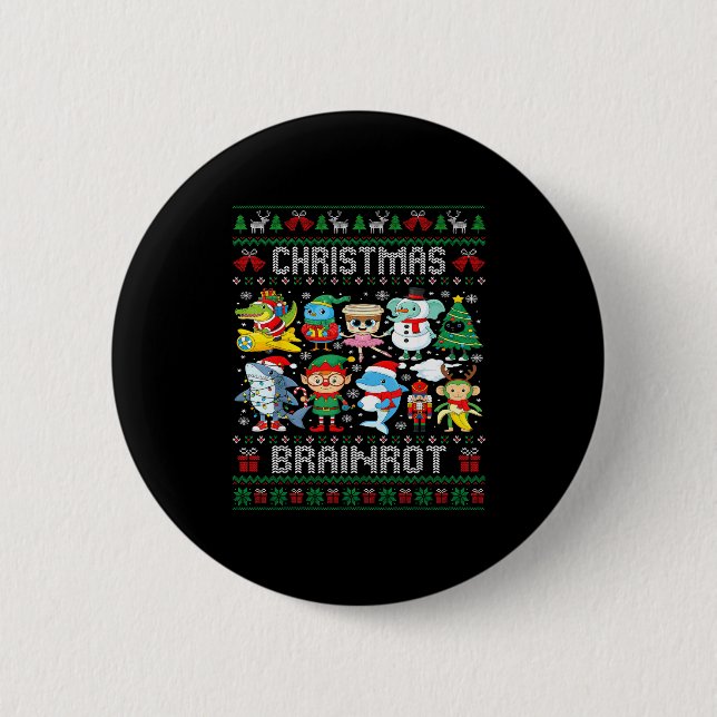 Funny Christmas Italian Brain Rot Italian Brainrot Button (Vorderseite)