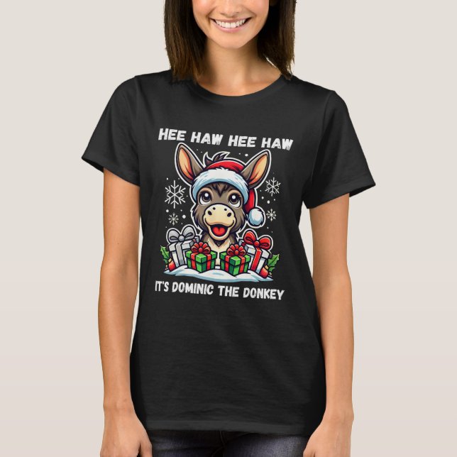 Funny Christmas Italian Christmas Donkey Dominic T T-Shirt (Vorderseite)
