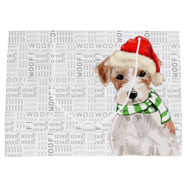 Funny Christmas Jack Russell Terrier Dog Große Geschenktüte (Vorderseite)