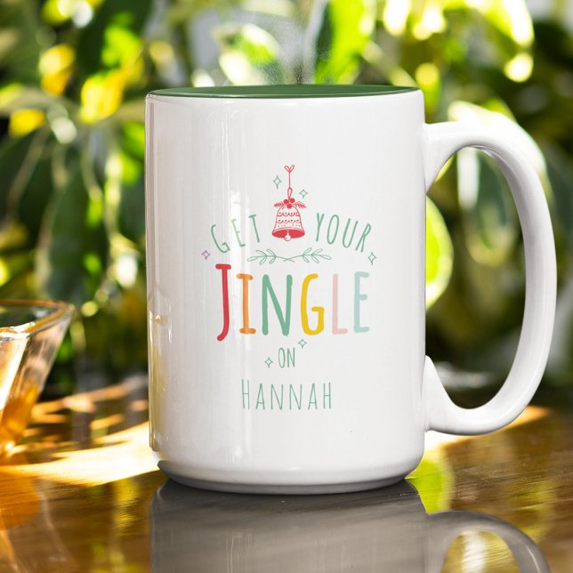Funny Christmas Jingle Bells Rainbow Individuelle  Zweifarbige Tasse (Von Creator hochgeladen)