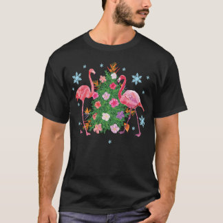 Funny Christmas Krawatte mit Christmas Pink Flamin T-Shirt