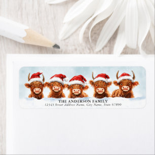 Funny Christmas Kuh Rücksendeadressen-Aufkleber