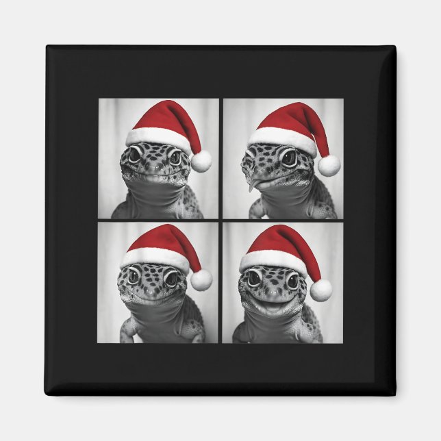 Funny Christmas Leopard Gecko Santa Photo Booth  Magnet (Vorne)