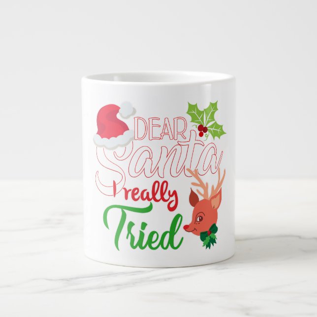 Funny Christmas Liebe Santa I Really Tried Jumbo-Tasse (Vorderseite)