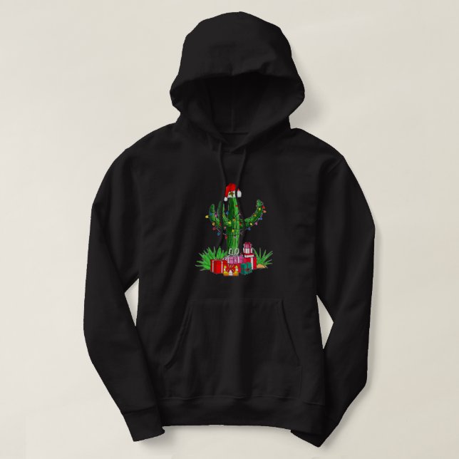 Funny Christmas Lights Cactus Weihnachtsmannmütze  Hoodie (Design vorne)