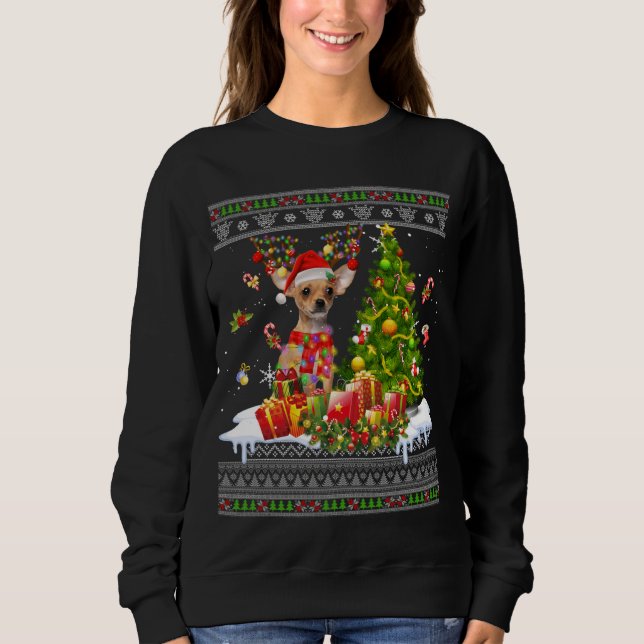 Funny Christmas Lights Chihuahua Dog Funny Xmas Ug Sweatshirt (Vorderseite)