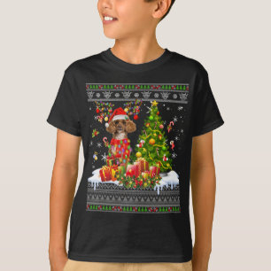 Funny Christmas Lights Poodle Dog Funny Xmas hässl T-Shirt