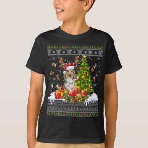 Funny Christmas Lights Sheltie Dog Funny Xmas häss T-Shirt