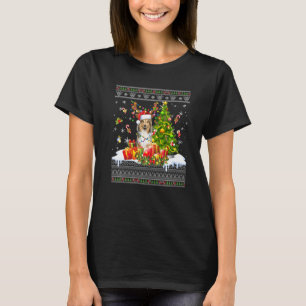 Funny Christmas Lights Sheltie Dog Funny Xmas häss T-Shirt