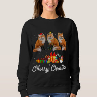 Funny Christmas Lights Xmas Pajama Fox Animals Lov Sweatshirt