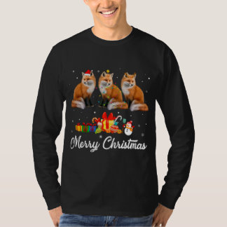 Funny Christmas Lights Xmas Pajama Fox Animals Lov T-Shirt