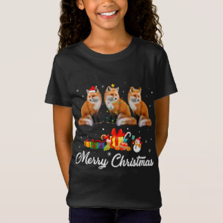 Funny Christmas Lights Xmas Pajama Fox Animals Lov T-Shirt