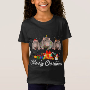 Funny Christmas Lights Xmas Pajama Rat Animals Lov T-Shirt