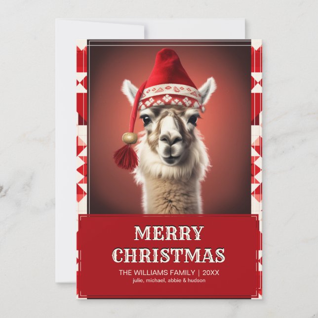 Funny Christmas Llama Einladung (Vorderseite)