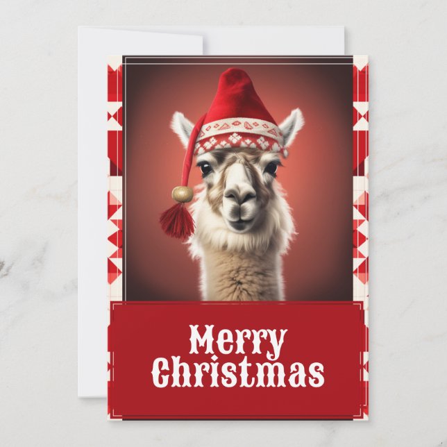 Funny Christmas Llama Feiertagskarte (Vorderseite)