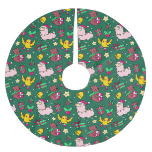 Funny Christmas Llama Polyester Weihnachtsbaumdecke