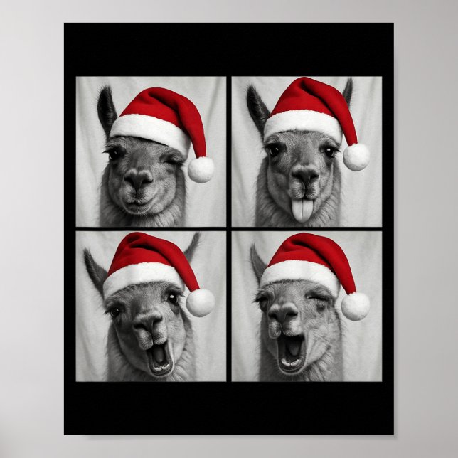Funny Christmas Llama Santa Photo Booth  Poster (Vorne)