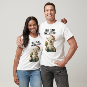 Funny Christmas Llama - Schlitten & Snack T-Shirt